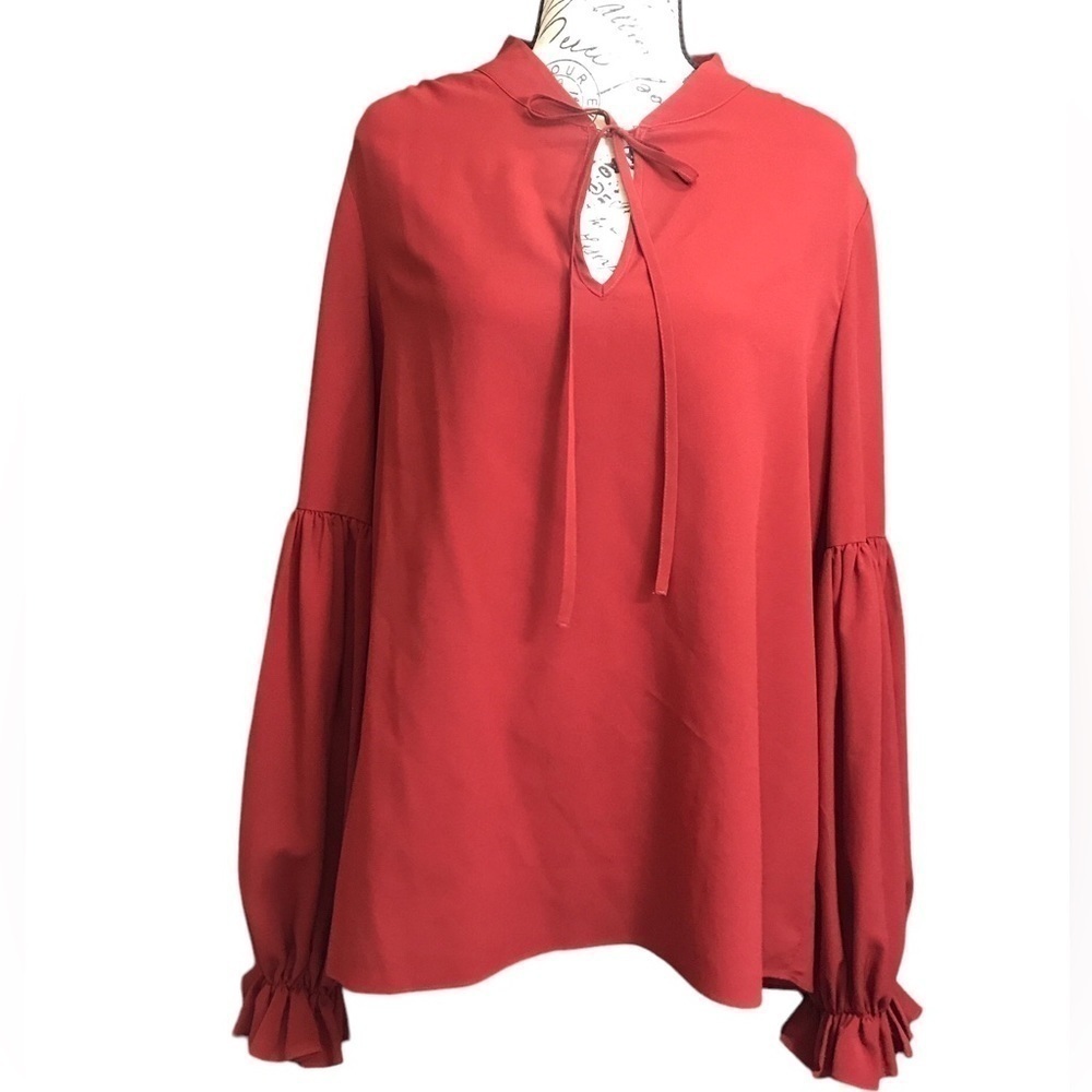 Haute Hippie burgundy keyhole blouse size L